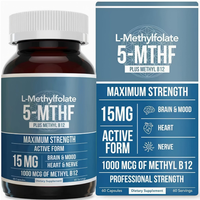 Capsules OEM L-Méthylfolate 5-MTHF avec Méthyl B12 – Soutien Naturel pour la Santé Cérébrale, l'Humeur, Cardiaque et Nerveuse des Adultes