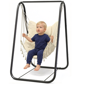 Fauteuil <span class=keywords><strong>suspendu</strong></span> avec support - Design moderne, utilisation intérieure/extérieure, structure en métal et coussin à séchage rapide, capacité 300 lb <span class=keywords><strong>pour</strong></span> adultes - Product Image 1