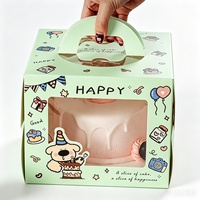 Emballage cadeau pour les fêtes, emballage pour desserts, boîte à pâtisserie, boîte à gâteau d'anniversaire avec impression de logo personnalisé, fenêtre transparente en PET, poignée portable