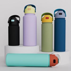 Custom logo <b>Double</b> <b>Wall</b> Camping Vacuum Flask 12oz 18oz 22oz 24oz 32oz 40oz Insulated Stainless Steel Water Bottle with Straw - Product Image 2