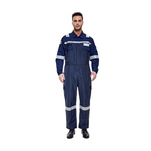 Overoles Hi Vis FR para hombre llama 100% algodón reflectante resistente al fuego ropa de trabajo de seguridad overoles azul marino CAT 2 - Product Image 1