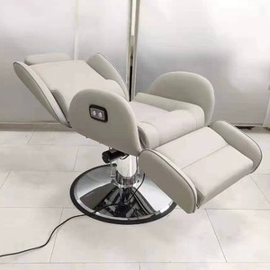 Fauteuil de Barbier Hydraulique Moderne Rembourré, Chaise de Coiffure Professionnelle avec Base Métallique, Fauteuil de Lavage pour Salon de Coiffure - Product Image 3