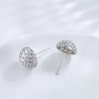 Boucles d'oreilles clous en or blanc 18 carats avec diamants de laboratoire taille brillant rond certifiés IGI pour femme, entièrement serties de diamants, style déclaration, dos plat