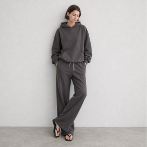 Women's 100% Cotton Hoodie Sweatpants Set Breathable Heavyweight <b>Knitted</b> Tracksuit Casual Streetwear Winter - Product Image 2