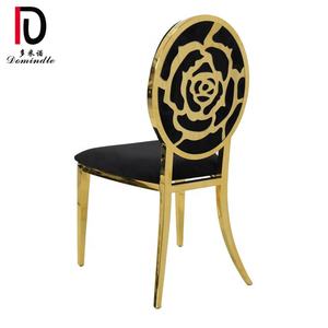 Comercial <span class=keywords><strong>rose</strong></span> flor esculpida ouro de volta de <span class=keywords><strong>metal</strong></span> cadeira de jantar do hotel - Product Image 2