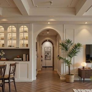 Juego de Muebles de Salón Personalizables de Estilo Retro Americano, Mesa de Comedor de Madera con Mueble de Almacenamiento para Hoteles y Villas - Product Image 6