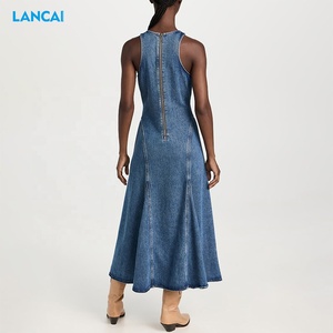 2025 verano nuevo producto vestido de mezclilla dobladillo plegable moda elegante Venta caliente sin mangas <span class=keywords><strong>Maxi</strong></span> vestido - Product Image 2