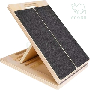 Planches inclinées pliables portables en bois à angle réglable pour l'entraînement d'équilibre, le yoga, les exercices de gym et les étirements des mollets avec poignée - Product Image 2