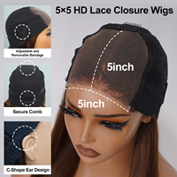 Peluca de Cabello Humano Virgen Vietnamita SDD con Cierre Frontal de Encaje HD 5x5, 250% de Densidad, 16 Pulgadas, Color Jengibre, Hecha a Mano