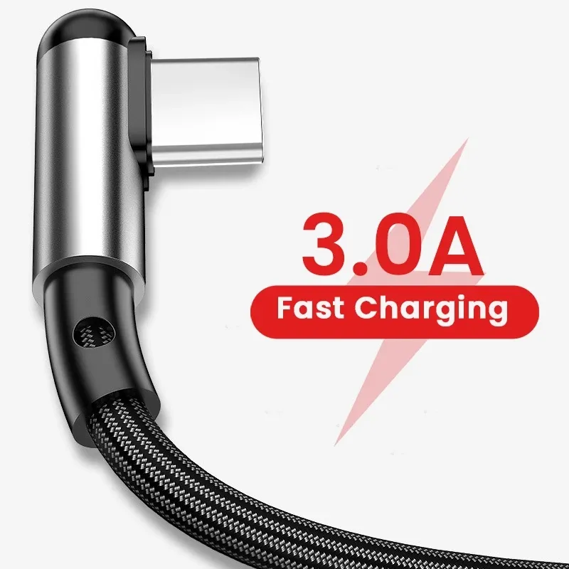 Nylon Braid Factory Made 1Ft Usb C 90 Degree Right Angle Charging Cable 2M Type C Charge Cable