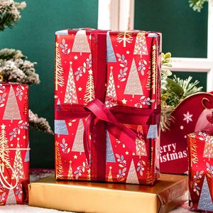 MAYPLUSS Christmas Wrapping Paper Roll 17in X 33ft Red Tree Design Gift Craft Packaging - Product Image 3