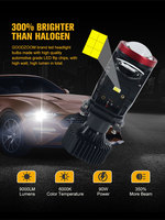 GOODZOOM Y7D Kit de conversion de phares à LED H4 Bi-LED avec lentille de projecteur, ampoule H4 Bi-LED, faisceau Hi/Lo, 12V 24V pour voiture