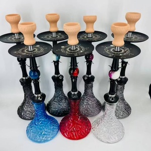 Luxury Spiked Decor Shisha Hookah <b>Crystal</b> Textured Glass Base Multi-color Arabic Hookah Complete Set For Wholesale - Product Image 3