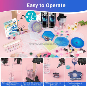 Kit de résine époxy pour débutants Kit de résine 32oz avec moules sous-verre Accessoires complets comprenant des poudres de mica pigmentées Fleurs séchées - Product Image 3