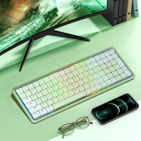 Clavier mécanique ultra-fin à profil bas, sans fil, tri-mode, pour PC et tablettes, touches translucides, rétroéclairées, avec fonction anti-ghosting complète