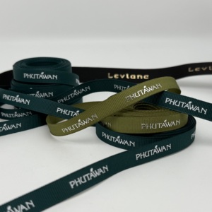 Customized Luxury Double Face Eco-Friendly 3/8" 9mm <strong>Thick</strong> Plate Plastisol Silver Foil Printed Character Logo Grosgrain <strong>Ribbon</strong> - Product Image 3