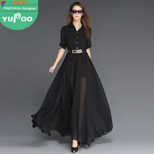 Новинка весна-2024, женское приталенное черное длинное Повседневное платье с длинным рукавом, большие размеры