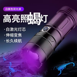 Lampe de poche UV rechargeable, double source de lumière, haute luminosité, torche extérieure à lumière noire, longue durée de vie de la batterie - Product Image 1