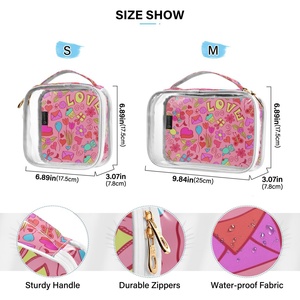 Wholesale Custom Print Waterproof Portable Clear PVC Pink Travel Toiletry <b>Case</b> Cosmetic Wash Bag - Product Image 3