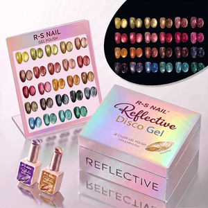 Juego de Esmaltes de Uñas de Gel Ojo de Gato, 24 Colores, Efecto Disco, Magnético, Súper Brillante y Reflectante, en Caja - Product Image 1