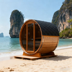 ساونا برميلية خارجية فاخرة من خشب الأرز الأحمر لشخص أو شخصين مع سخان هارفيا، من مورد ذو خبرة 20 عامًا - Product Image 3