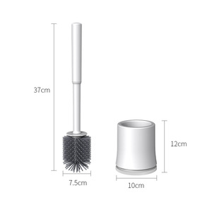 Brosse de toilette murale mains libres en silicone à long manche avec support, sans perçage, pour nettoyage des coins morts - Idéale pour le dropshipping Shopify - Product Image 2