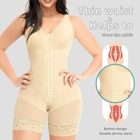 Body sculptant intégral pour femme post-chirurgie et post-partum, avec crochets frontaux, effet amincissant ventre et lifting fessier, en dentelle, anti-roulement des jambes