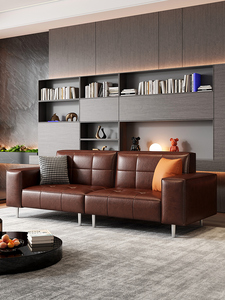 Sofá Seccional de cuero encerado al aceite Retro francés americano, pequeño apartamento/oficina, sala de estar, fila recta de <span class=keywords><strong>dos</strong></span> y <span class=keywords><strong>tres</strong></span> plazas - Product Image 4