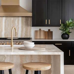 Isla de Cocina Moderna con Gabinetes Personalizados, Diseño que Ahorra Espacio, Encimera de Granito Impermeable, Estructura de Madera Contrachapada para Hogares - Product Image 4