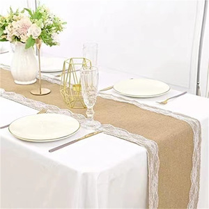Chemins <span class=keywords><strong>de</strong></span> <span class=keywords><strong>table</strong></span> en toile <span class=keywords><strong>de</strong></span> jute avec dentelle 12 x 72, en jute rustique, magnifique tissu en toile <span class=keywords><strong>de</strong></span> jute pour tables <span class=keywords><strong>de</strong></span> mariage, décorations champêtres vintage et romantiques - Product Image 5