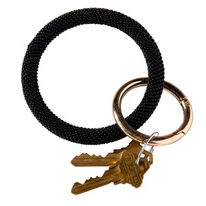 Wholesale Boho-Colored Beaded <b>Bracelet</b> Keychain Wristlet Plush Material with Metal Plastic <b>Leather</b> PU Key Holder Gift - Product Image 3