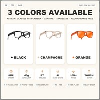 Lunettes caméra IA 8MP, Lunettes intelligentes avec traduction en temps réel, commande vocale, enregistrement vidéo haute définition, mise à jour OTA