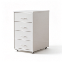 Armoire de rangement en métal blanche à 4 tiroirs, organiseur étroit pour chevet, unité de rangement de bureau, armoire à dossiers sous table pour la maison