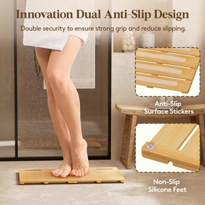 Tapis de douche de luxe, antidérapant, robuste, tapis de salle de bain imperméable, pliable en bambou, adapté à une utilisation intérieure ou extérieure, séchage rapide. - Product Image 3