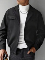 Veste décontractée pour homme, tendance de la rue, couleur unie, ample, chaude, respirante, logo sur le devant, style neutre, automne