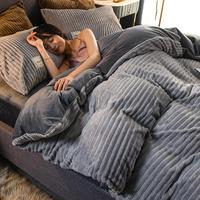 Linge de maison de couleur unie, ensemble de literie chaude pour l'hiver, housse de couette, drap pour lit double, Queen size et King size