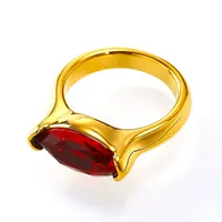 Schicker Marquise-Schliff Onyx Strukturierter Vergoldeter Edelstahl Mode-Ring, Unisex Alltags- und Party-Schmuck