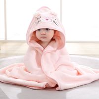 80x80cmhot penjualan hewan berkerudung lembut kartun bayi karang beludru handuk mandi anak-anak handuk mandi bertudung bayi