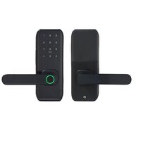 Serrure de porte extérieure intelligente à code numérique et empreinte digitale pour hôtel, en acier et bois, avec application Tuya, prix usine