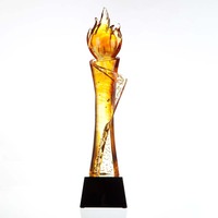 Trophée personnalisable en verre de jade Liuli Flame, écologique et sablé
