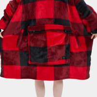Oversized Sherpa elektrische USB verwarmde hoodie-deken met mouwen, opbergvakken voor huisdieren, aanpasbaar, machinewasbaar voor volwassenen