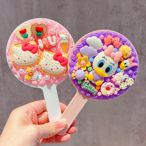 Handheld <b>Mirror</b> Diy Kit Round <b>Plastic</b> Personalized Makeup <b>Mirror</b> With Cute Characters For Girls Craft Project - Product Image 3