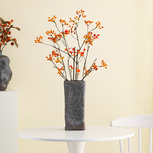 Grand vase rond noir en céramique pour la décoration intérieure, vase rond noir texturé moderne de style farmhouse pour les centres de table - Product Image 5