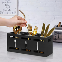 Boîte de rangement pour couverts en bois, vaisselle rustique et support à ustensiles, idéale pour la maison