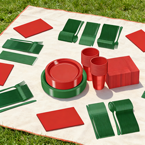 Bol en plastique rouge écologique de 12 oz avec bord doré, vaisselle jetable élégante pour la restauration et l'usage quotidien - Product Image 1