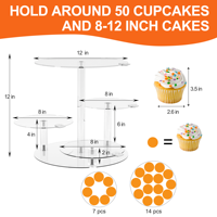 Support à gâteau moderne à 4 niveaux avec éclairage LED rechargeable en acrylique, présentoir alimentaire, emballage carton pour mariage/anniversaire