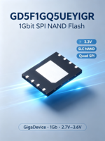 GD5F1GQ5UEYIGR GigaDevice Memoria Flash NAND SPI de 1 Gbit, 3.3V, SLC NAND, Quad SPI, 133MHz, ECC, 2.7V-3.6V, -40°C ° De la C a la 85 ° C