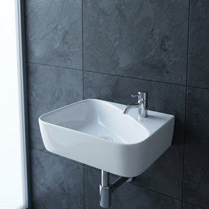 Lavabo rectangulaire blanc en céramique sur pied pour salle de bain, écologique et moderne, idéal pour hôpitaux et villas - Product Image 5