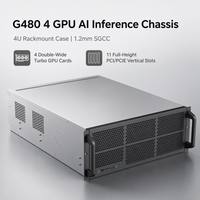 Chassis Server GPU Rak-mount 4U Mendukung 4 Kartu GPU Turbo Lebar Ganda 11 Slot PCIe 4.0 CRPS 1+1 PSU Redundant untuk Inferensi AI