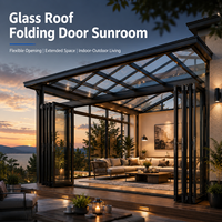 Véranda moderne en aluminium et verre avec portes pliantes, serre de jardin de luxe pour l'intérieur et l'extérieur